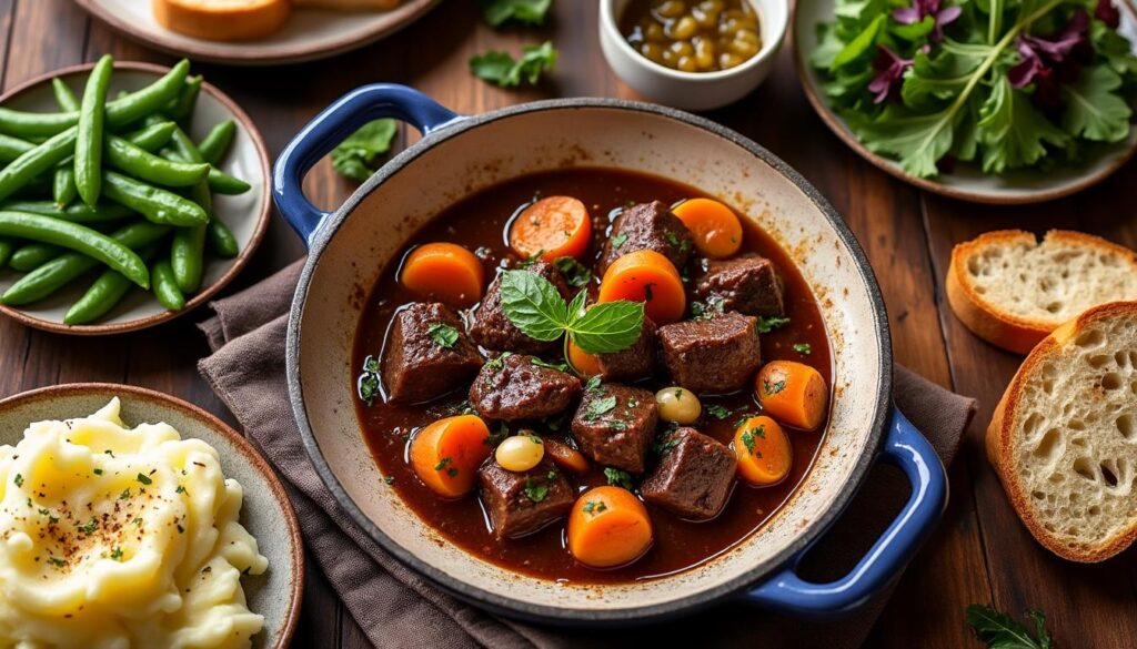 découvrez des idées simples et savoureuses pour accompagner votre boeuf bourguignon et sublimer ce plat traditionnel français.
