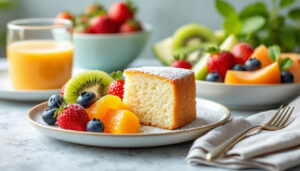 découvrez un gâteau léger et moelleux, idéal pour accompagner une salade de fruits fraîche et saine. une touche gourmande sans alourdir le dessert.